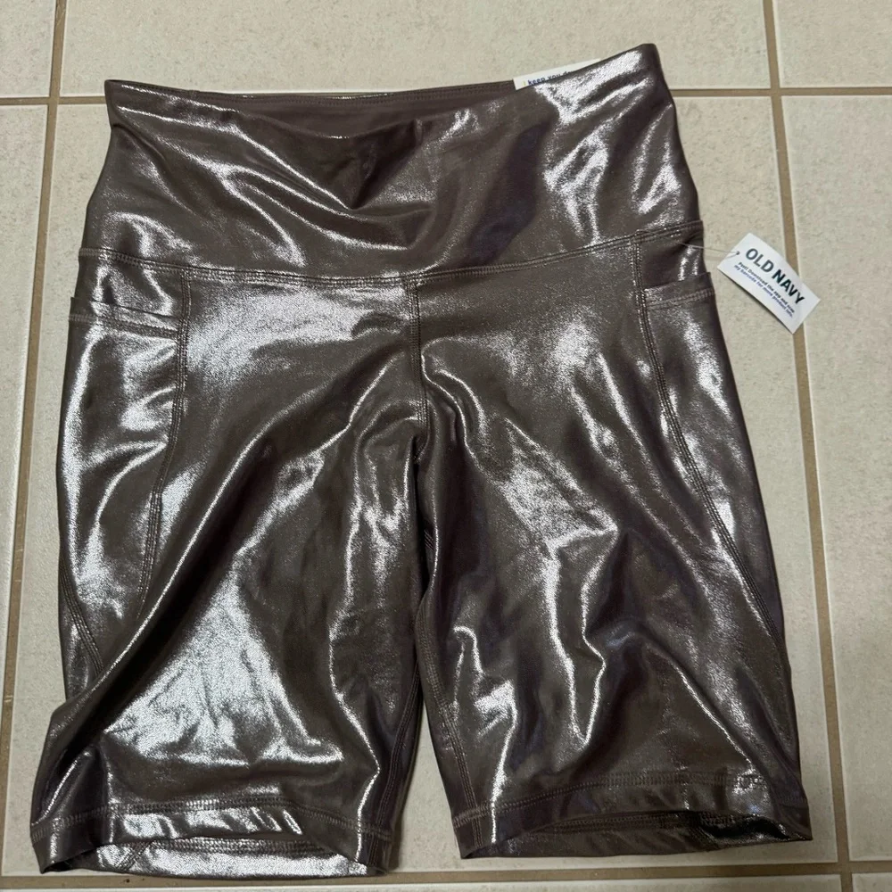 Old Navy Shiny Metallic Women's Biker Shorts - Picture 2 of 4